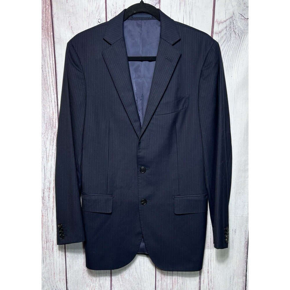 Men's M.J. Bale Navy Blue Wool 2-Button Double Vented Blazer Jacket Size 38